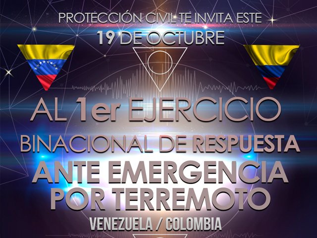 Póster definitivo del 1er Ejercicio Nacional de Respuesta ante Emergencia por Terremoto. 