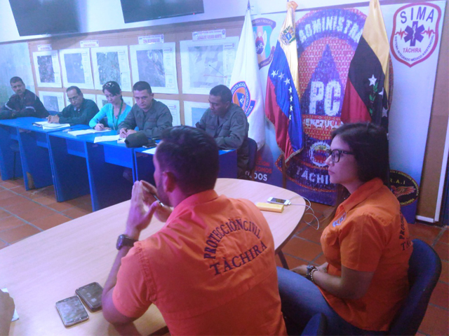 Reunión realizada por PC Táchira y los organismos del Comando  Unificado. 