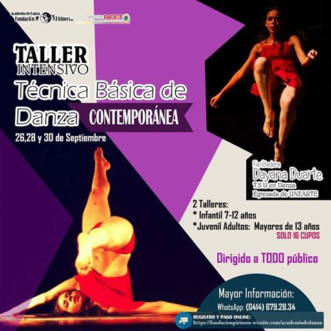 .@FUPIAC, adscrita a #DCET,realizará desde el #26Sep este taller intensivo sobre #DanzaContemporánea #CuposDisponibles #VielmaGarantizaPaz