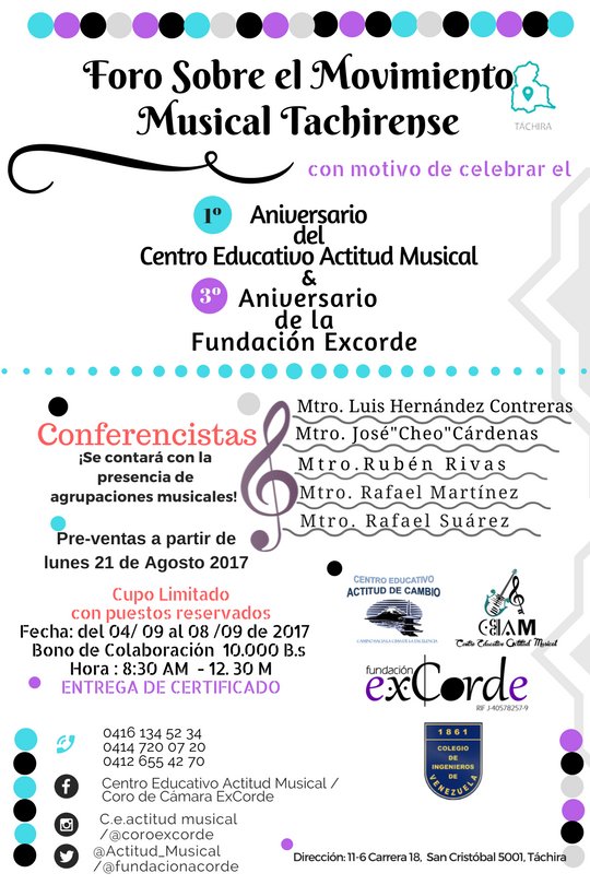 #TáchiraCultural Te gustaría conocer la historia musical de ntro. Estado asiste al #Foro q trae para ti @FunExcorde @Actitud_Musical