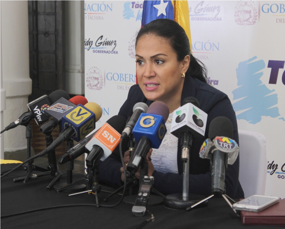 Laidy Gómez, gobernadora del estado Táchira. Foto: Prensa DIRCI. 