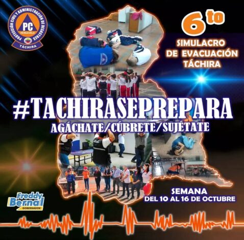 6to Simulacro de Evacuación realizará Protección Civil Táchira este 13 de octubre