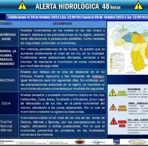 Táchira entre los estados con alerta hidrológica