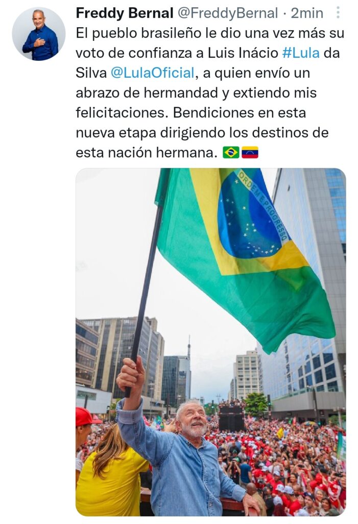 Bernal: “Con Lula da Silva se recupera la paz en América Latina”