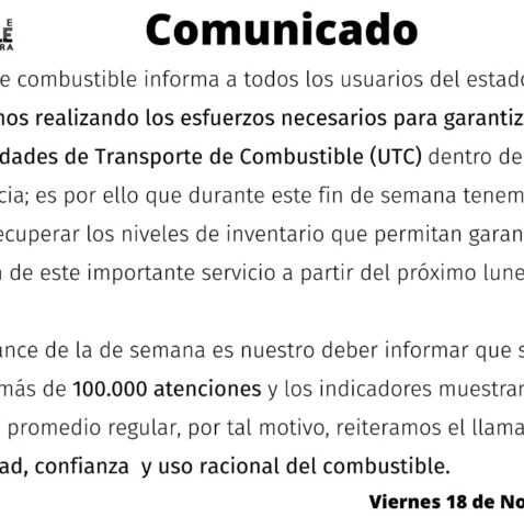 Mesa de combustible se mantiene en monitoreo preparando plan de contingencia de esta semana