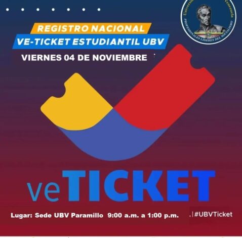 UBV Táchira convoca a jornada de registro al ve-Ticket