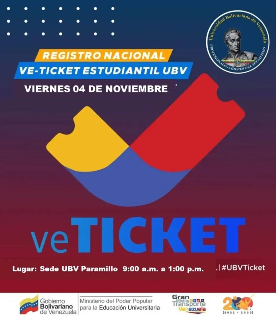 UBV Táchira convoca a jornada de registro al ve-Ticket