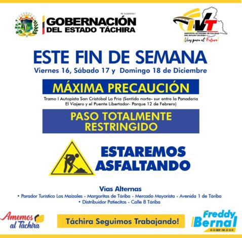 Este fin de semana paso restringido en tramo 1 de la Autopista SC-La Fría