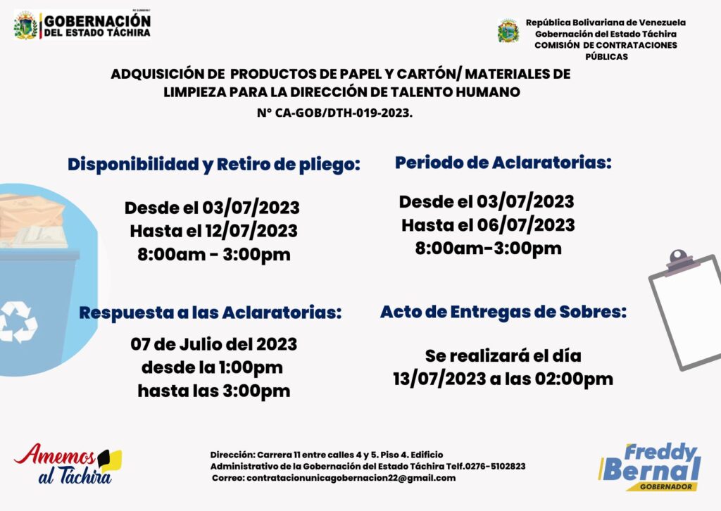 "ADQUISICIÓN DE PRODUCTOS DE PAPEL Y CARTON/ MATERIALES DE LIMPIEZA PARA LA DIRECCIÓN DE TALENTO HUMANO”