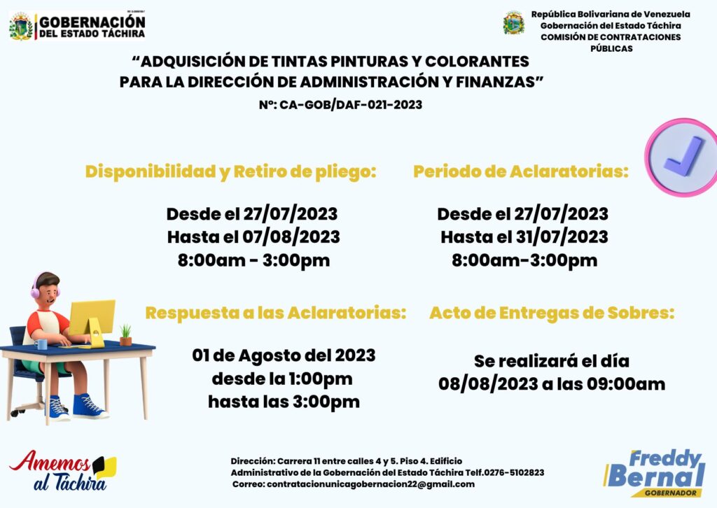 “ADQUISICIÓN DE TINTAS PINTURAS Y COLORANTES PARA LA DIRECCIÓN DE ADMINISTRACIÓN Y FINANZAS”