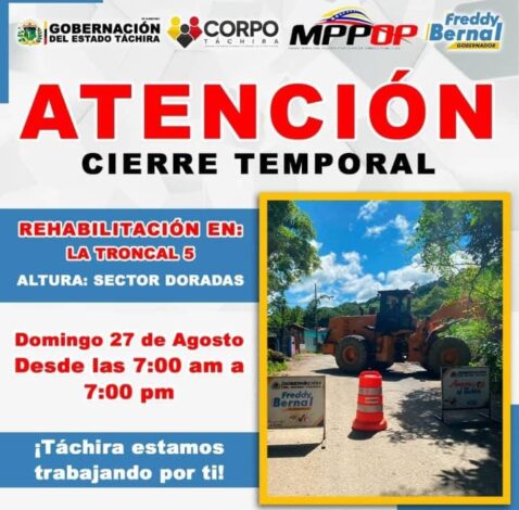 AVISO // Trabajo en Sector Doradas este domingo 27 agosto