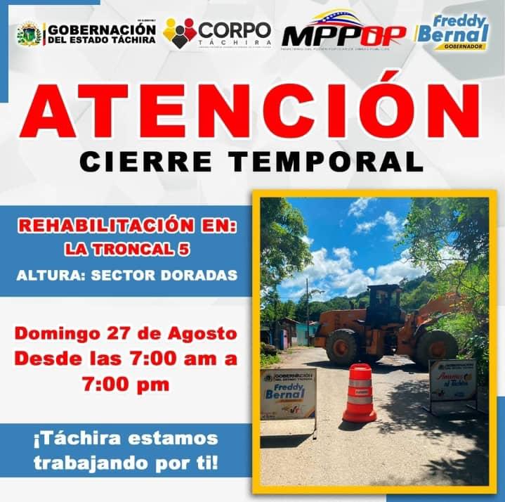 AVISO // Trabajo en Sector Doradas este domingo 27 agosto