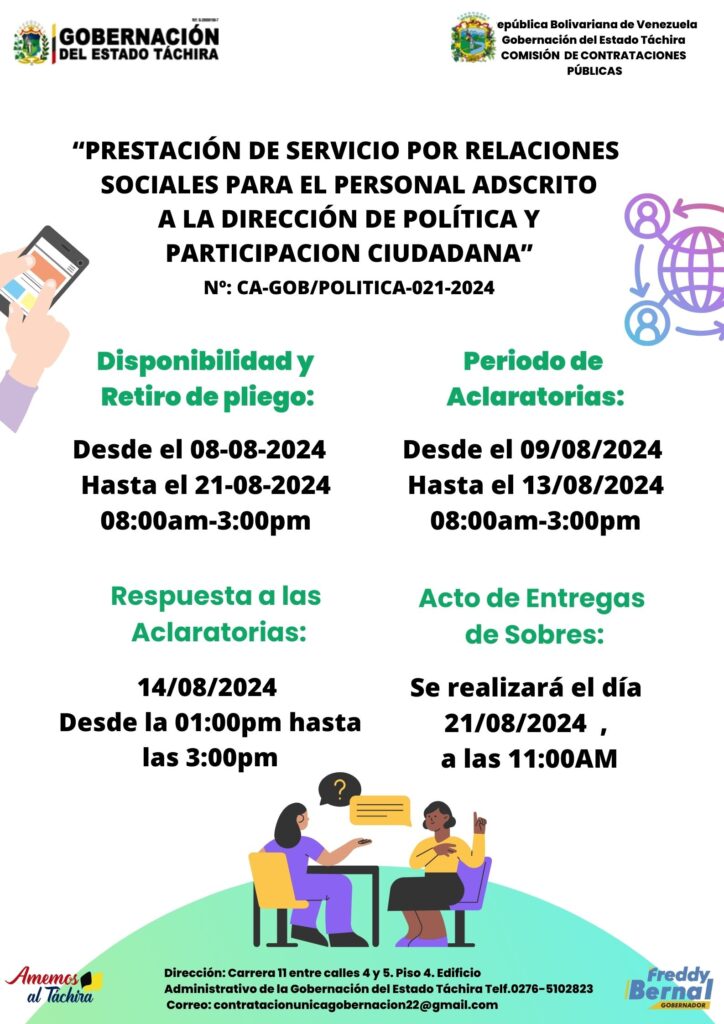“PRESTACIÓN DE SERVICIO POR RELACIONES SOCIALES PARA EL PERSONAL ADSCRITO A LA DIRECCIÓN DE POLÍTICA Y PARTICIPACIÓN CIUDADANA” 