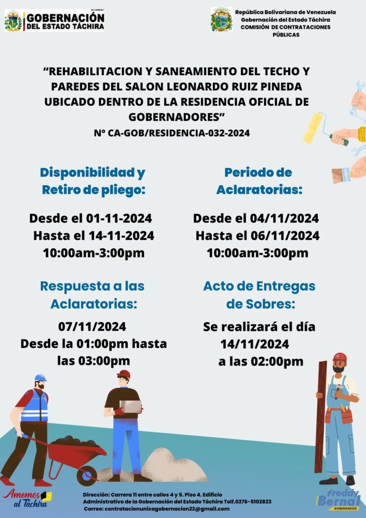 “REHABILITACION Y SANEAMIENTO DEL TECHO Y PAREDES DEL SALÓN LEONARDO RUIZ PINEDA UBICADO DENTRO DE LA RESIDENCIA OFICIAL DE GOBERNADORES”
