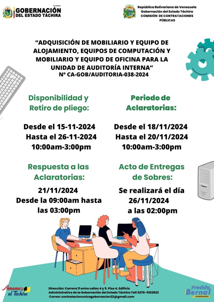 “ADQUISICIÓN DE MOBILIARIO Y EQUIPO DE ALOJAMIENTO, EQUIPOS DE COMPUTACIÓN Y MOBILIARIO Y EQUIPO DE OFICINA PARA LA UNIDAD DE AUDITORÍA INTERNA”